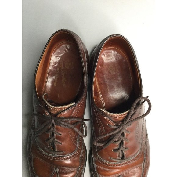 VTG Frank Brothers Cognac Burgundy Brown Brogue Wingtip Oxfords Men’s Sz 12 AAA main image 7